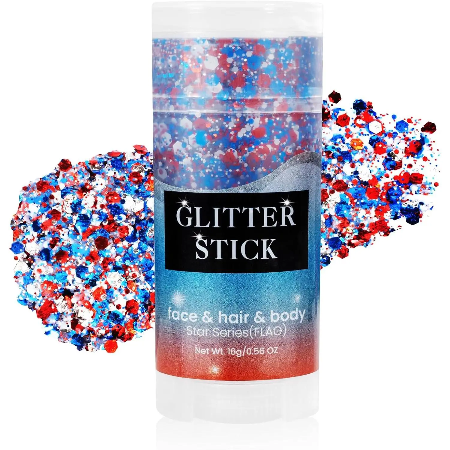 Patriotic Red White and Blue Face Hair Body Glitter Stick,4th of July Outfits and Accessories for Women Kids,USA Flag Makeup for Independence Day 250 Anniversary Memorial Day Veterans Day