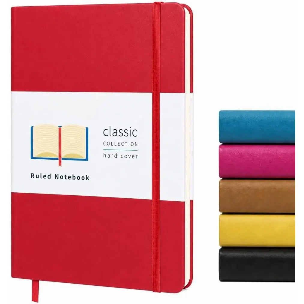 Hardcover Journal Notebook Lined – A5 (5.7 x 8 inch), Wide college ruled,160 pages, 100GSM Thick Paper, Journal for Women, Men, Notebooks for Work, Journal for Writing –Scarlet Red