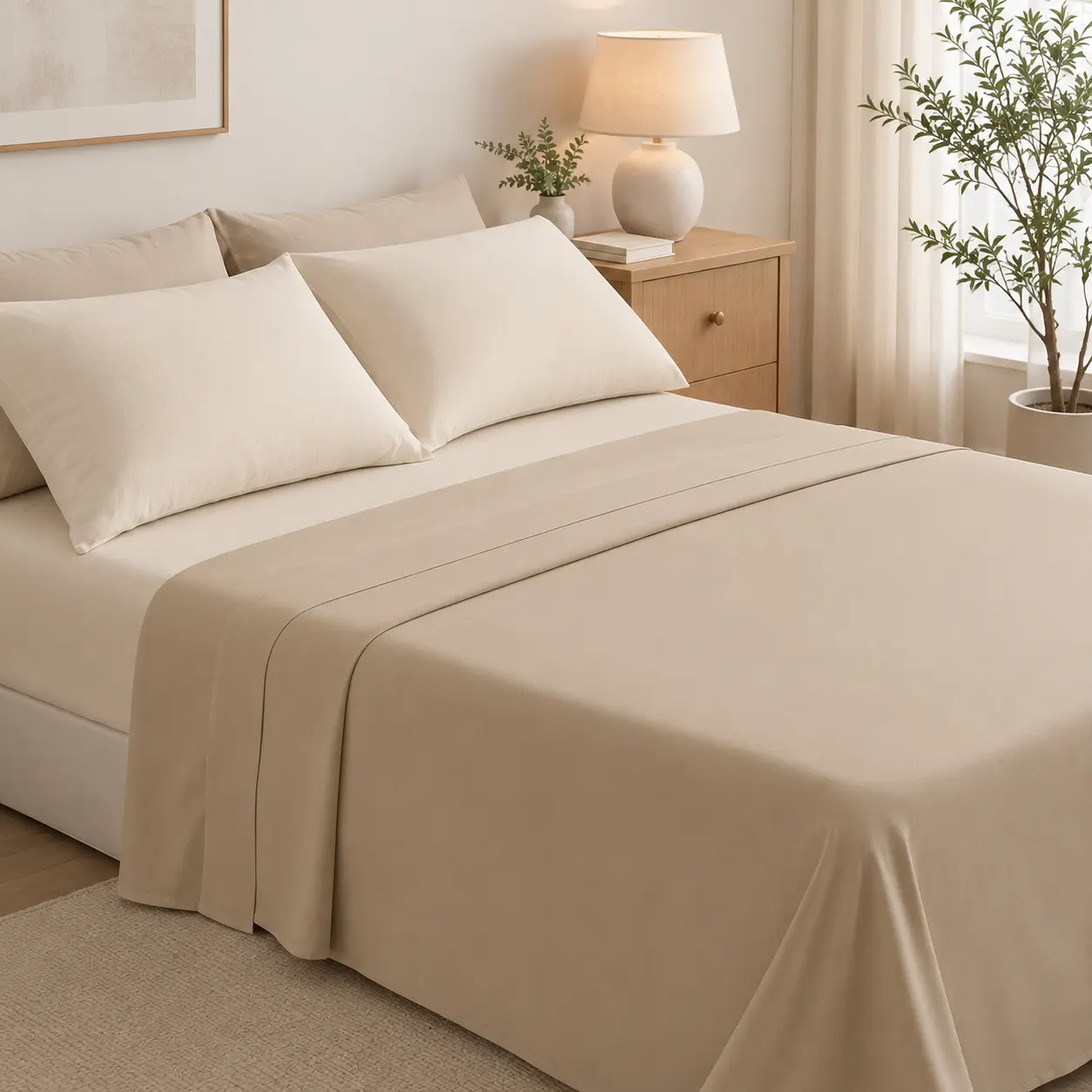 Wrinkle-Free Microfiber Flat Sheet – HTA Soft & Smooth Top Sheet, Hotel Style Easy Care Bedding, Solid Color, Flat Sheet Only