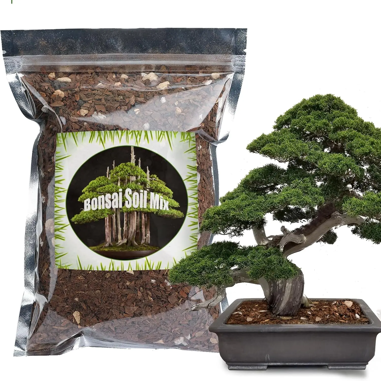 Bonsai Soil Mix (1qt) - Akadama Blend Potting Mix with Drainage Boost, Root Support, Resealable Bag for Indoor-Outdoor Bonsai Varieties