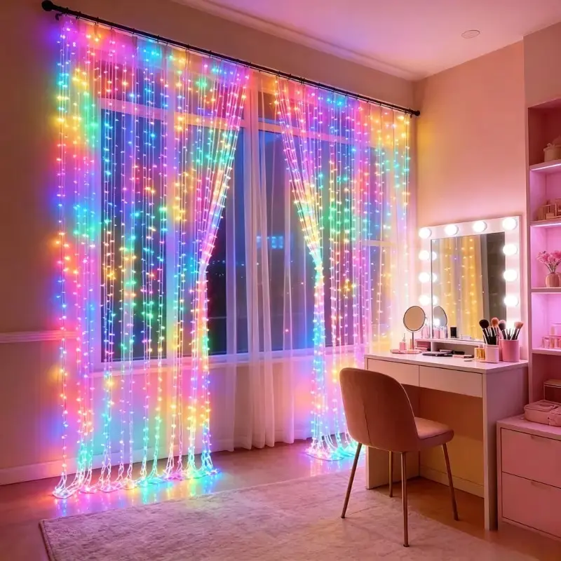300led Fairy Curtain Light, USB Plug, 8 Modes, Wall-Mounted, Remote Control, Indoor/outdoor Wedding Party Decor, Christmas Decoration