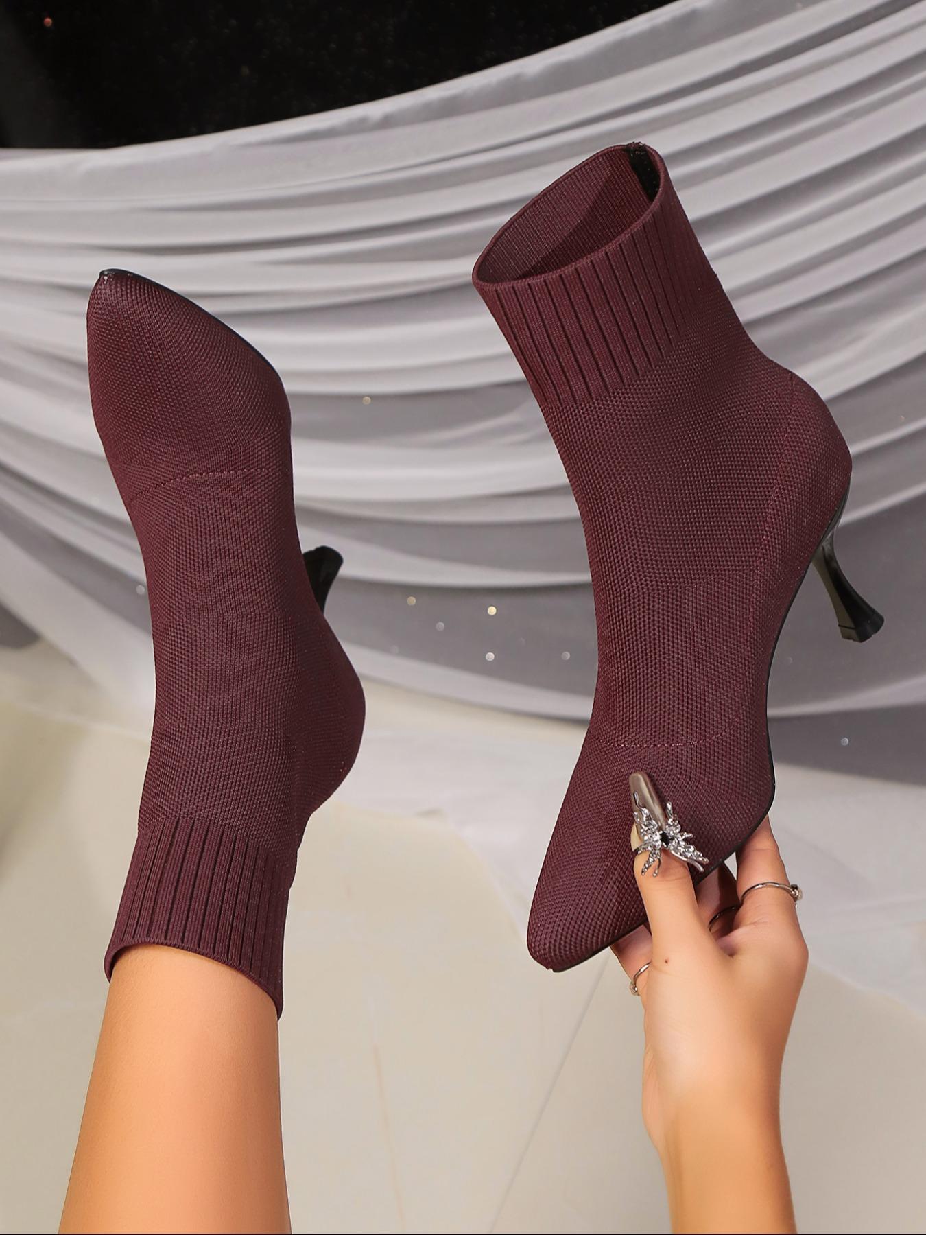 Women's New Stretch Knitted Socks Boots, Elegant Women's Pointed Stiletto High Heels, Trendy Versatile Women's Stiletto Heeled Boots, Suitable for Daily and Evening Banquet Wear, Ideal Gift Choice