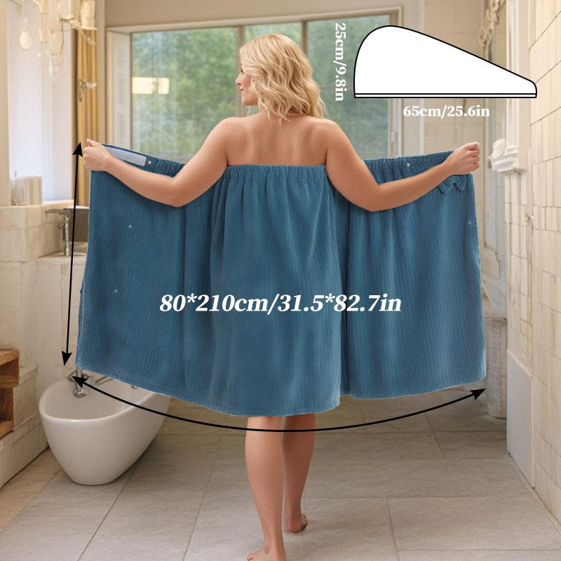 2pcs, Sizes 82*215Cm/82*165Cm, 350Gsm, Lightweight Extra-Large Bath Skirt & Princess Shower Cap, Adjustable with Suitable for M-XXXXL, Thickened Bath Skirt, Ideal for Home Use, Travel, Sauna and Spa, Dimensions 32.31*84.65In/32.31*64.96In