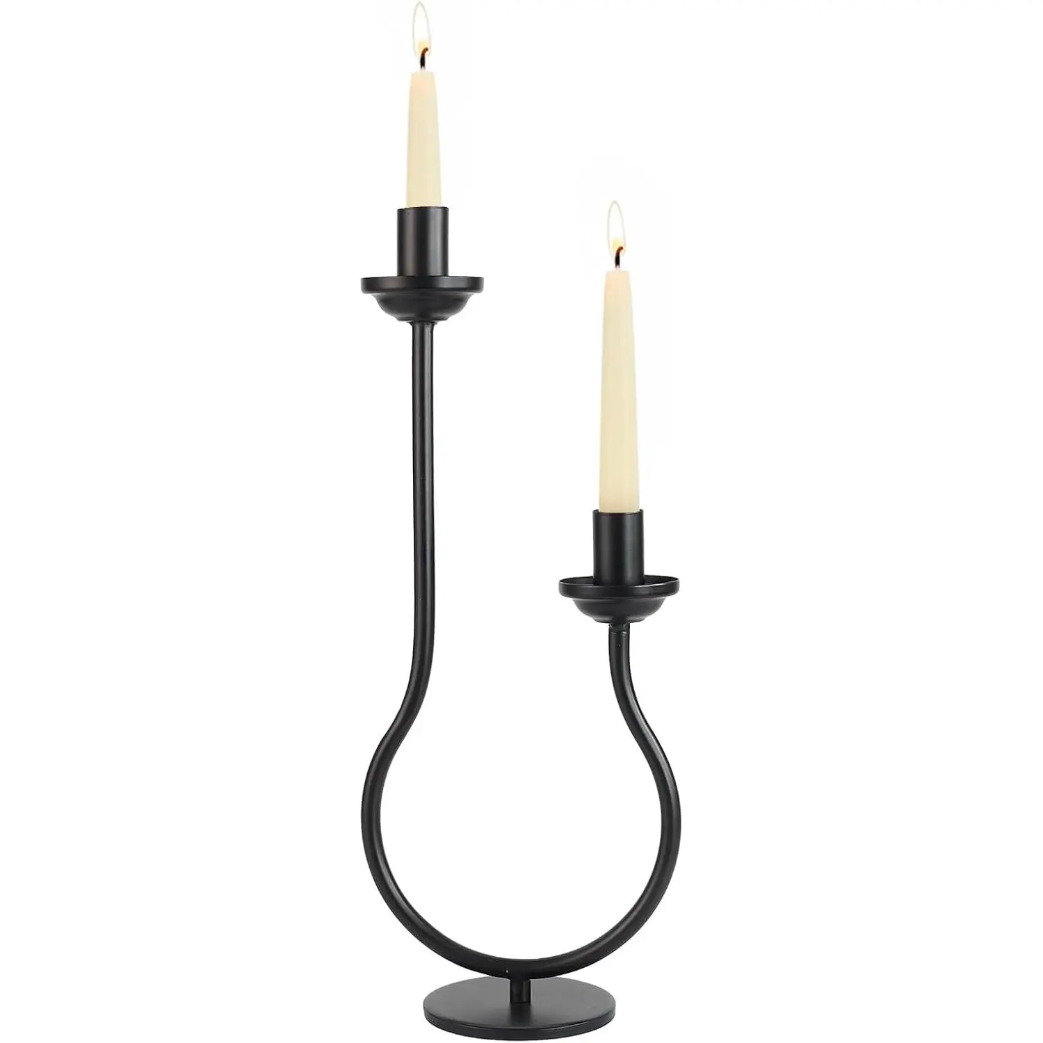 Black Taper Candle Holder, Decorative Metal Candlestick Holder| Unique Design Stable Anti-Tip Fits Standard Taper Candle, Versatile Table Centerpiece for Fireplace Wedding Housewarming Gift