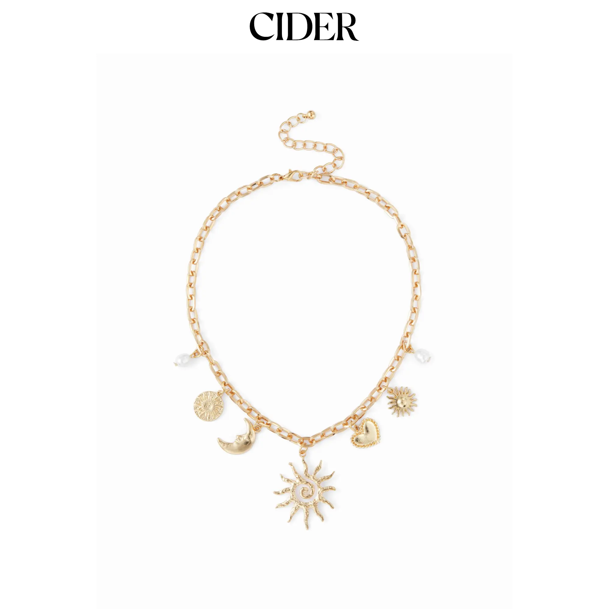 Cider SUN & MOON & HEART NECKLACE