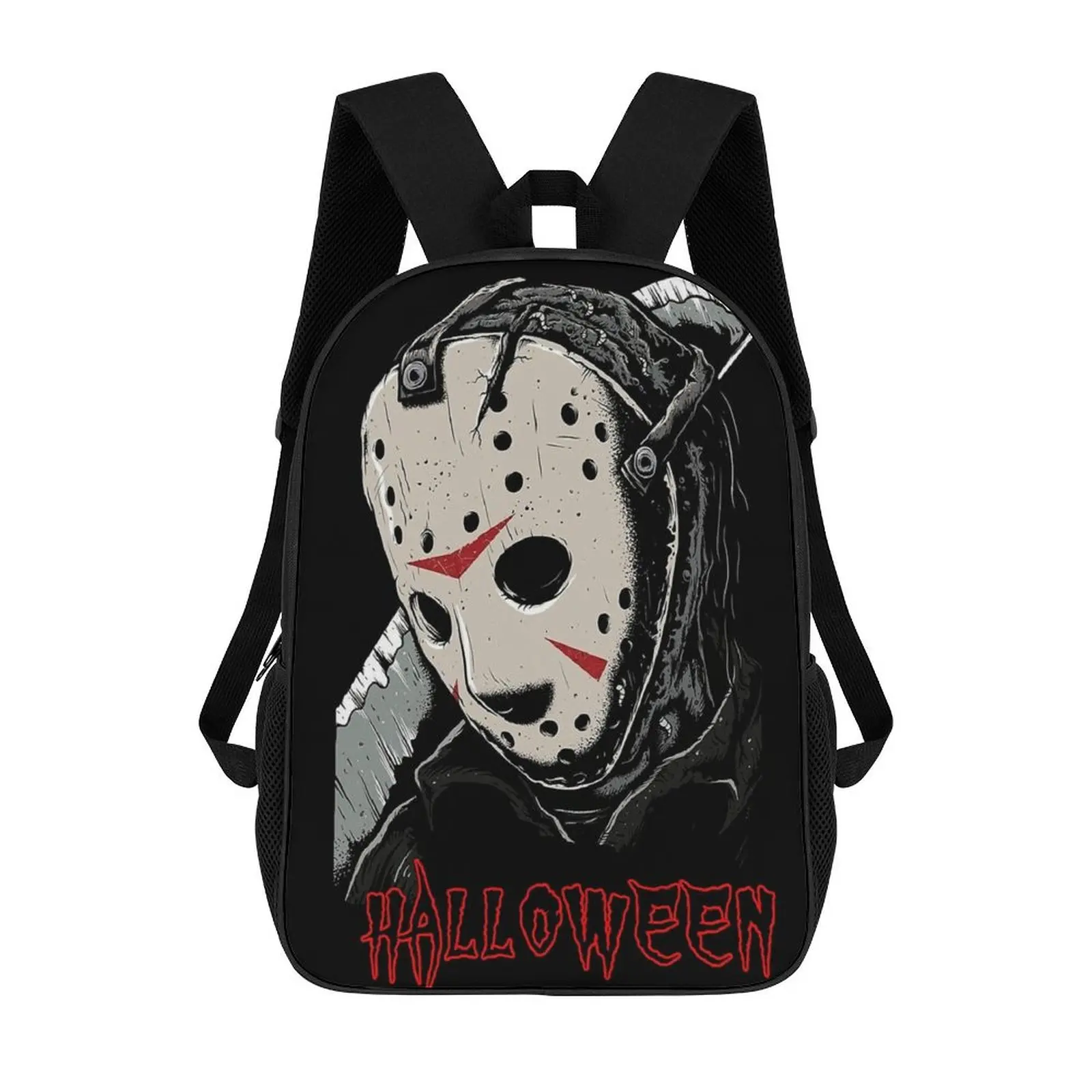 Jason Voorhees Printed 17-in Rucksack, Adjustable Shoulder Straps Synthetic Backpack for Male Adults, School Book Bag, Work Travel Daypack