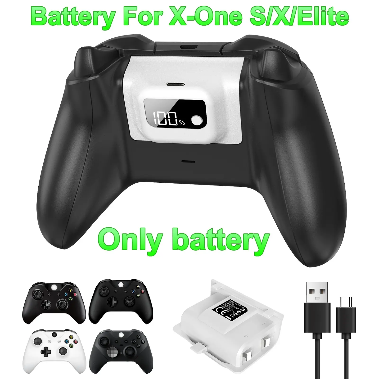 Xbox Controller Battery 1200mah, LED Digital Display, Fast Charging, Long Life, Safety Protection, Compatible with One/s/x/elite Models