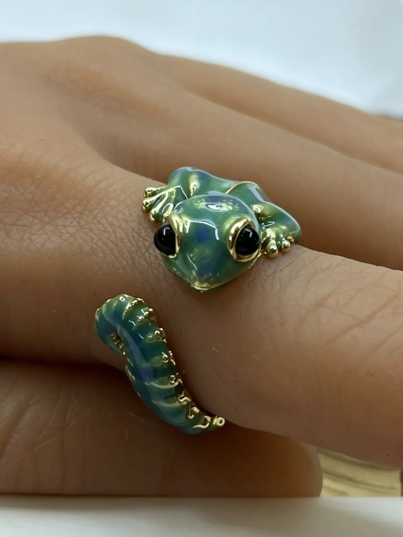 A Retro Three-Dimensional Lizard Gecko Cute Animal Opening Adjustable Cute Rings Hip-Hop Punk Style Size Can Be Adjusted Suitable for Daily Wear Party Gift, Christmas Gift