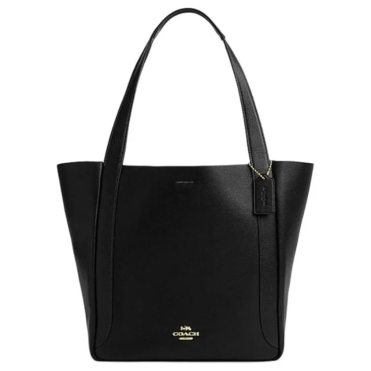 COACH Hadley 31 Logo Magnetic-Closure Leather Tote Bag for Women, Large Black
