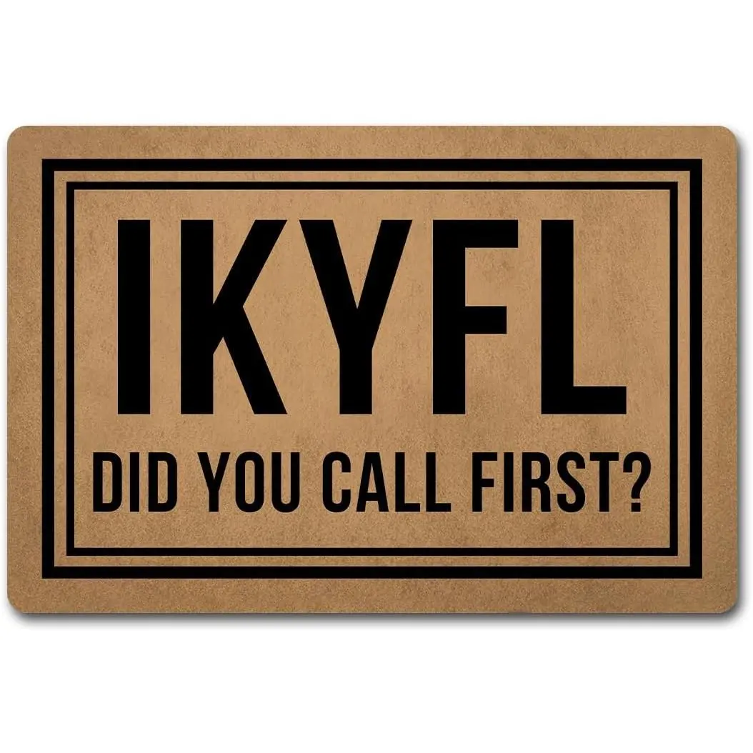 IKYFL Funny Slogan Doormat, Did You Call First Bold Typography Border Print, Non Slip Absorbent Tuff Rugs For Front Door Porch Bathroom Mudroom