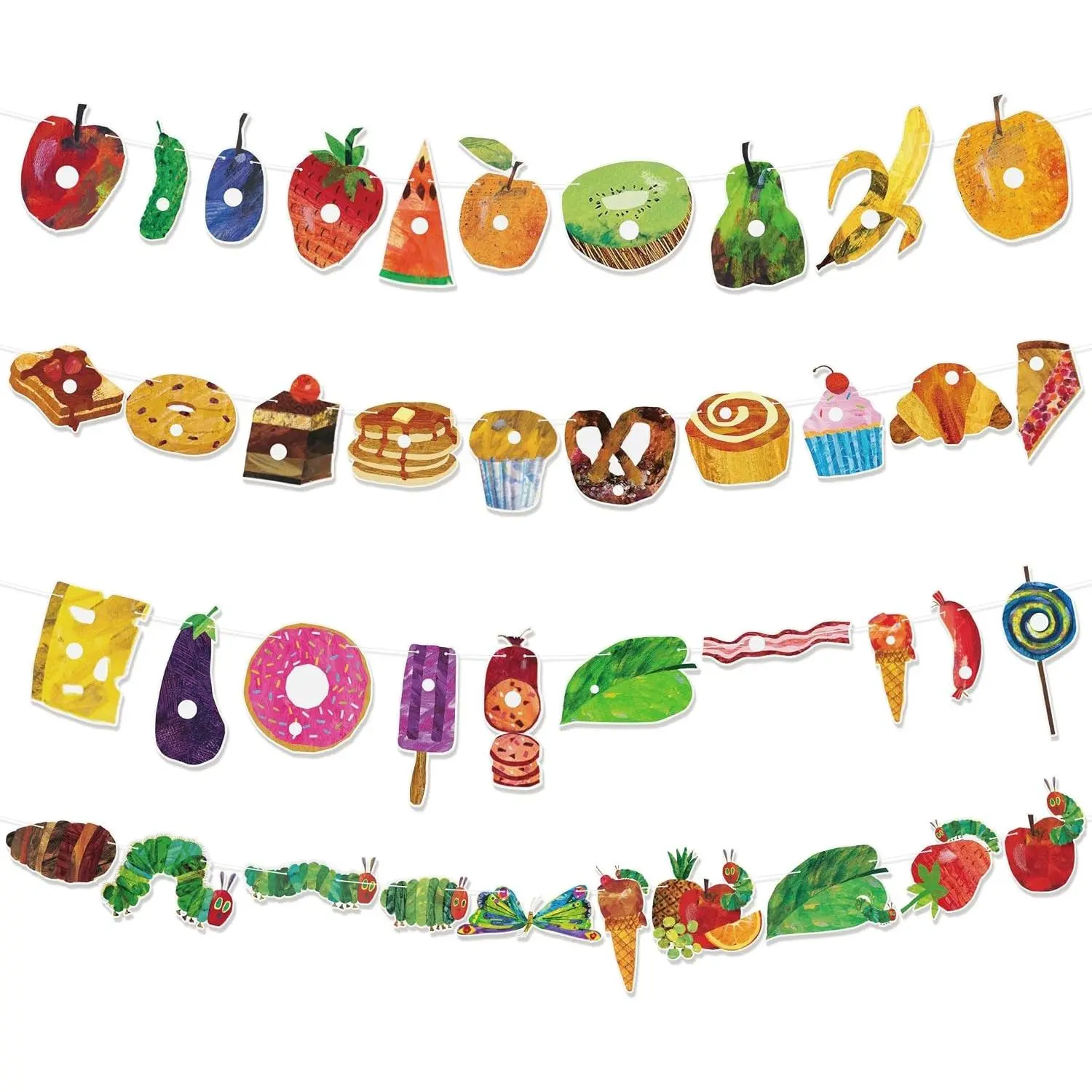 Back to School Felt Caterpillar Banner for Classroom Decor | Colorful Watercolor Caterpillar, 4 Pack Felt Banner, Classroom & Party Decor, Teacher Supplies, Hanging Garland for School