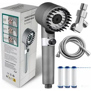 2026 NEW Ion Drops Filtered Shower Head Kit - High Pressure Handheld with 59in Hose, No-Drill Bracket &  Replacement Filters - 3 Spray Modes for Soft Skin & Hair, Ideal for Hard Water softener bead brush Handheld dry itchy high-pressure pet bathing