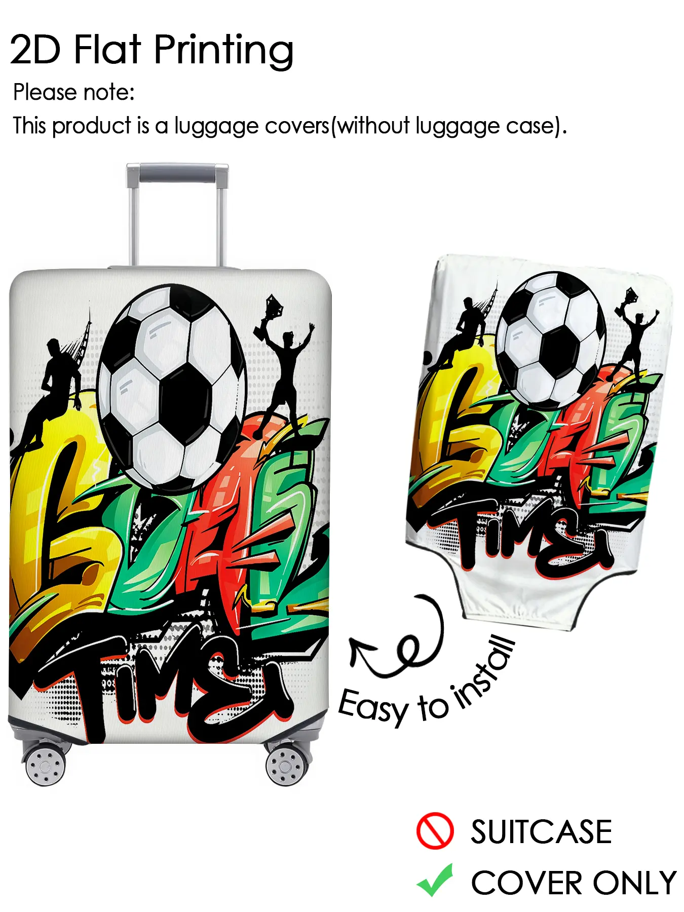 Black background football street graffiti luggage cover, luggage dust cover, personalized pattern that is not easy to confuse, dustproof, and scratch resistant, suitable for 18-32 inch luggage, a must-have accessory for travel