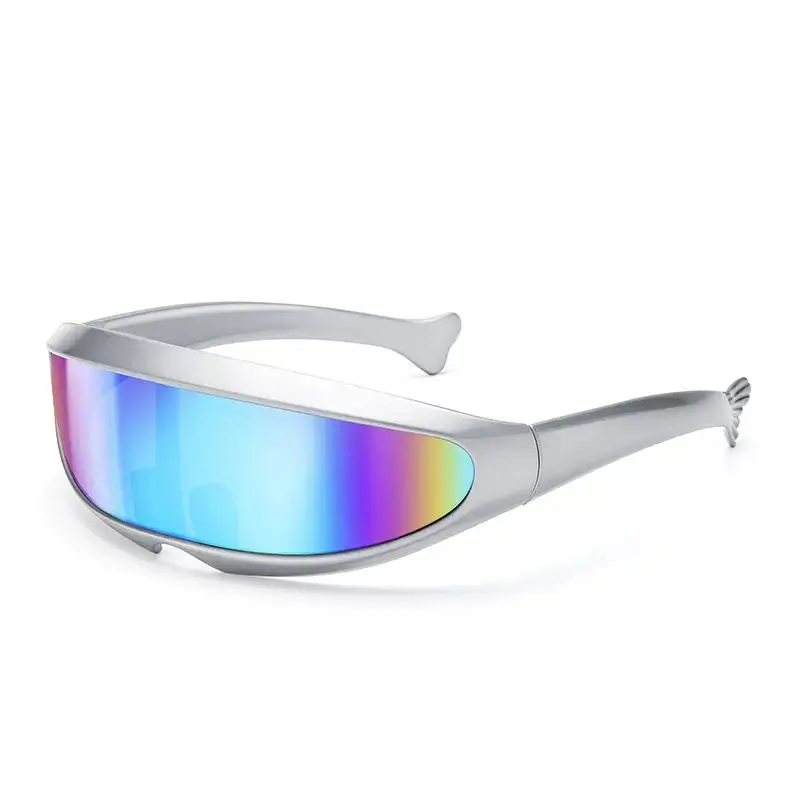 Cyberpunk Futuristic Rimless Sunglasses – One Piece Wrap Around UV400 Shield Shades for Men & Women, Streetwear, Party, Cosplay & Festival