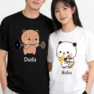 Unisex Bubu & Dudu Graphic T Shirts Set of 2 Couples Poster Shirt Gamer T-Shirt  for Her Cotton Short Sleeve Funny Lover's Giftgood graphic tees