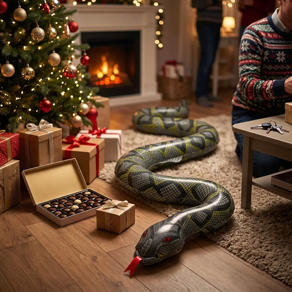 Large Inflatable Realistic Snake PVC Inflatable Python Fake Snake Toy, Halloween Horror Decoration, Outdoor Garden Pool Prank Props, Scary Party Gift Items