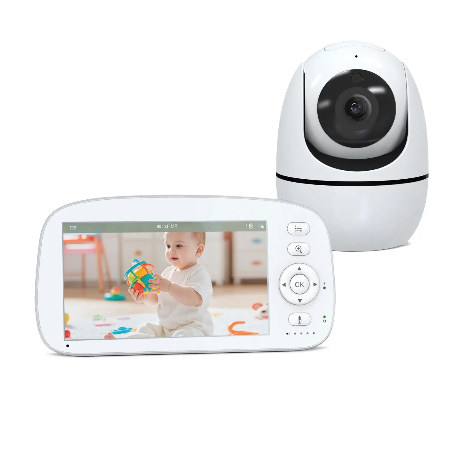 5 Inch Baby Monitor with Camera and Voice, Newborn Nursery Sleep Remote Pan-Tilt, Night Vision, Temperature Monitoring, Two-Way Talk, Lullaby, 960 Feet Range