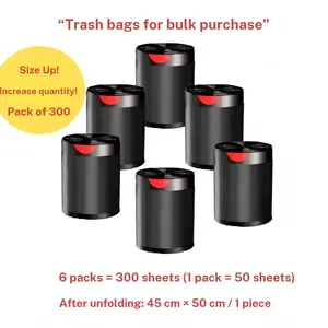 Drawstring Trash Bags, Heavy Duty Garbage Bags with Handles, Leak-Proof & Tear-Resistant Kitchen Waste Bags,  45x50cm Large Size, Black Plastic Bin Liners for Home & Office (100/200/300 Counts)
