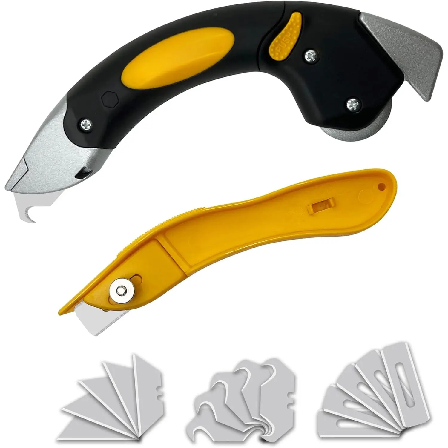 Heavy Duty Roller Carpet Knife and Light-weight Carpet Knife,Extra 15 PCS Blades Included, 2-Pack