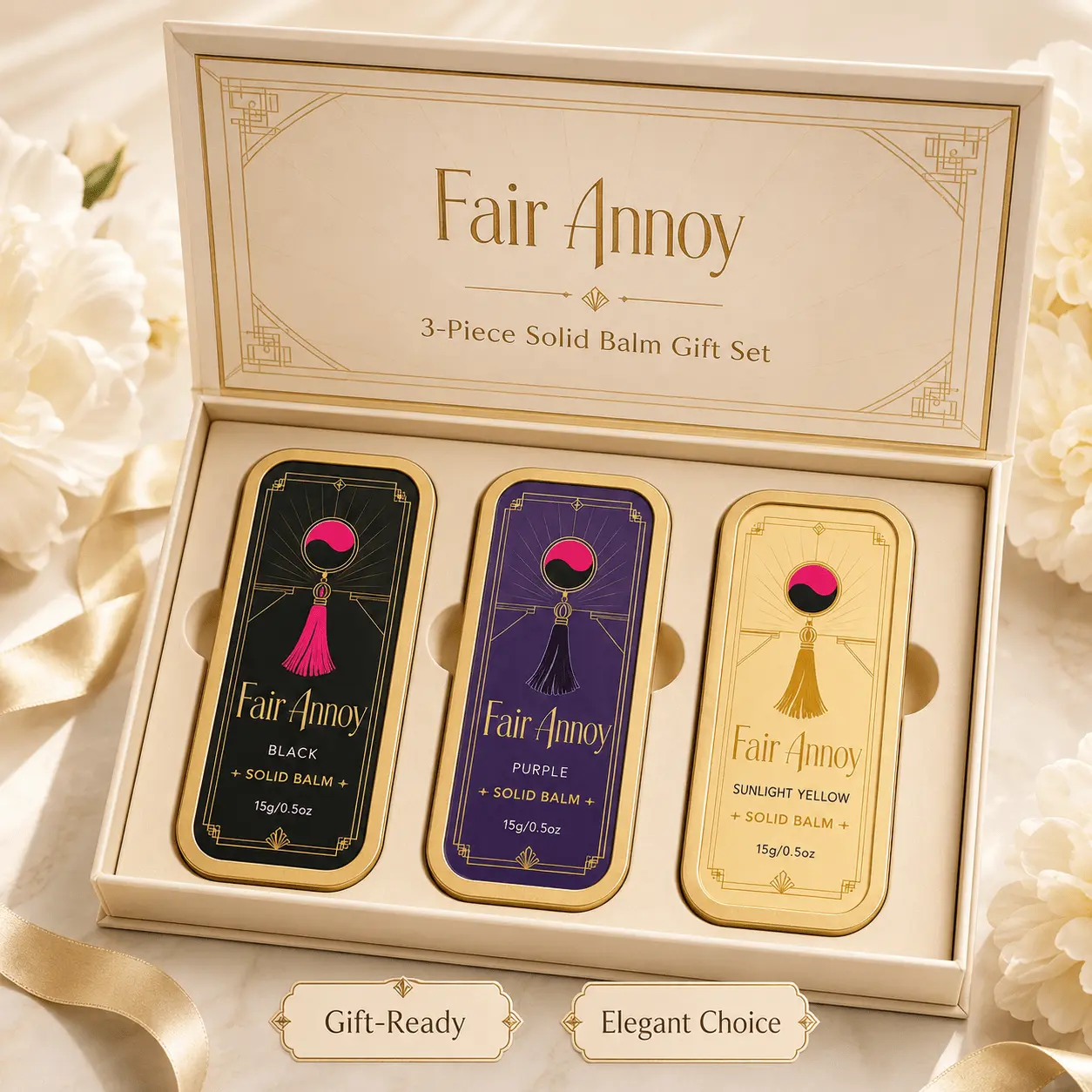 3pcs Women'S Skincare Set Each Solid Perfume Balm Gift Set in Black, Purple And Sunlight Yellow, Portable Long-Lasting Fragrance Balm for Daily Use, Travel, Birthday And Holiday Gifts