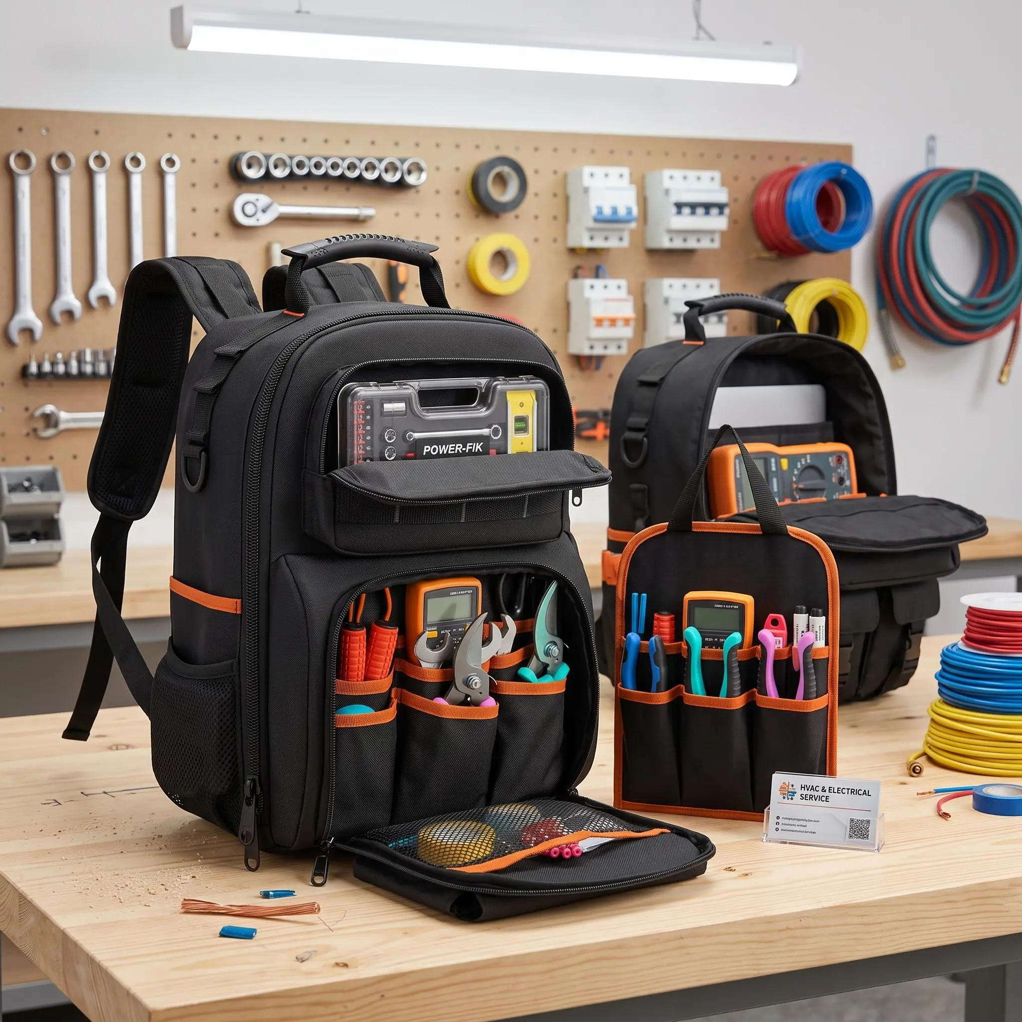 【IdealHouse】Multifunctional Tool Backpack with 59 Multi-Use Pockets | Heavy-Duty Waterproof & Scratch-Resistant Tool Organizer Bag | Portable & Padded Backpack for Electricians, Carpenters, Plumbers, Mechanics, and Construction Workers