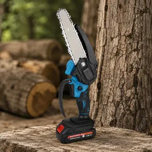 Mini Cordless Electric Chainsaw 4/6 Inch, Lightweight Handheld Pruner for Tree Trimming, Yard Care & DIY Woodwork. Portable Tool with Anti-Slip Grip and Safety Lock, Ideal for Orchard & Shrub Shaping. Efficient One-Handed Gardening Tool.