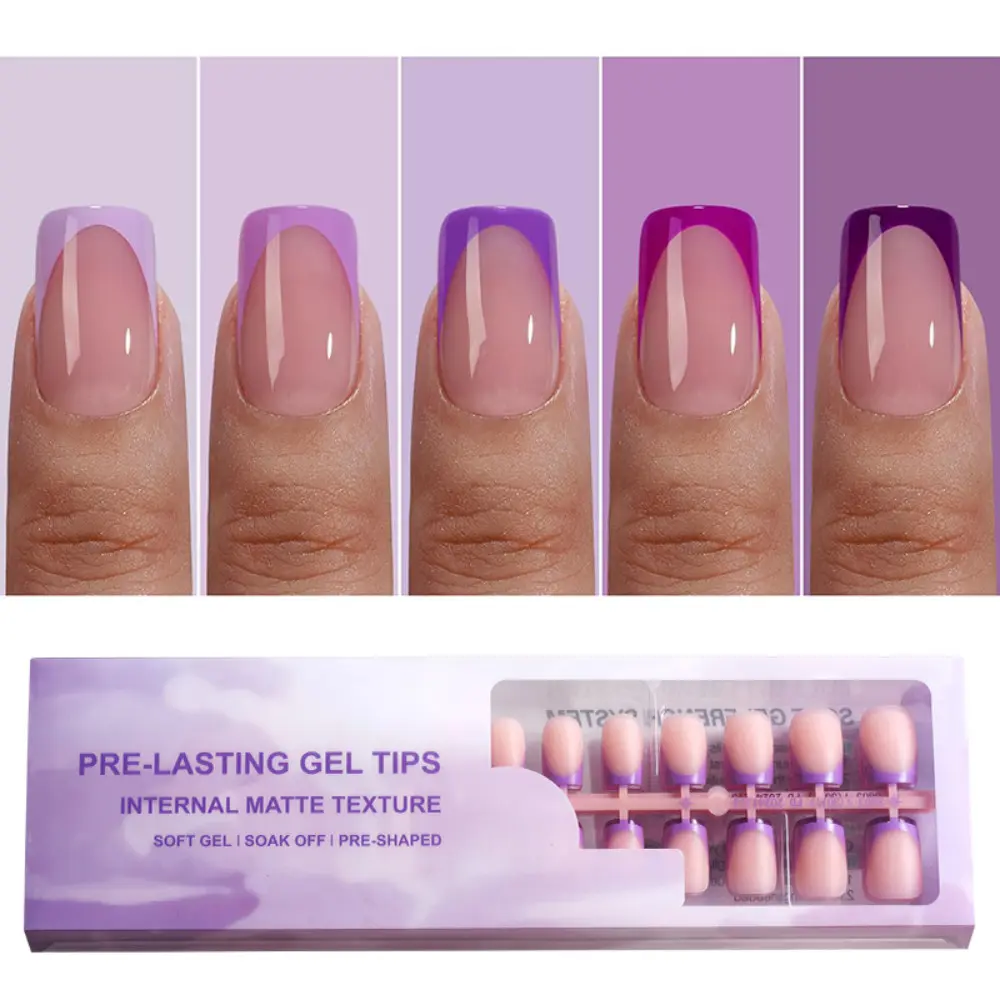 150pcs Short French Press-On Nails, Fake Nails, Glossy French Tips Full Coverage Removable Nail Stickers, Perfect for Daily Use and Party Events