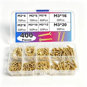 400pcs Colorful M2/M3 Micro Flat Head Self-Tapping Wood Screws Assortment | Countersunk Cross Design for Furniture, Musical Instruments, Vintage Storage Boxes & Picture Frames