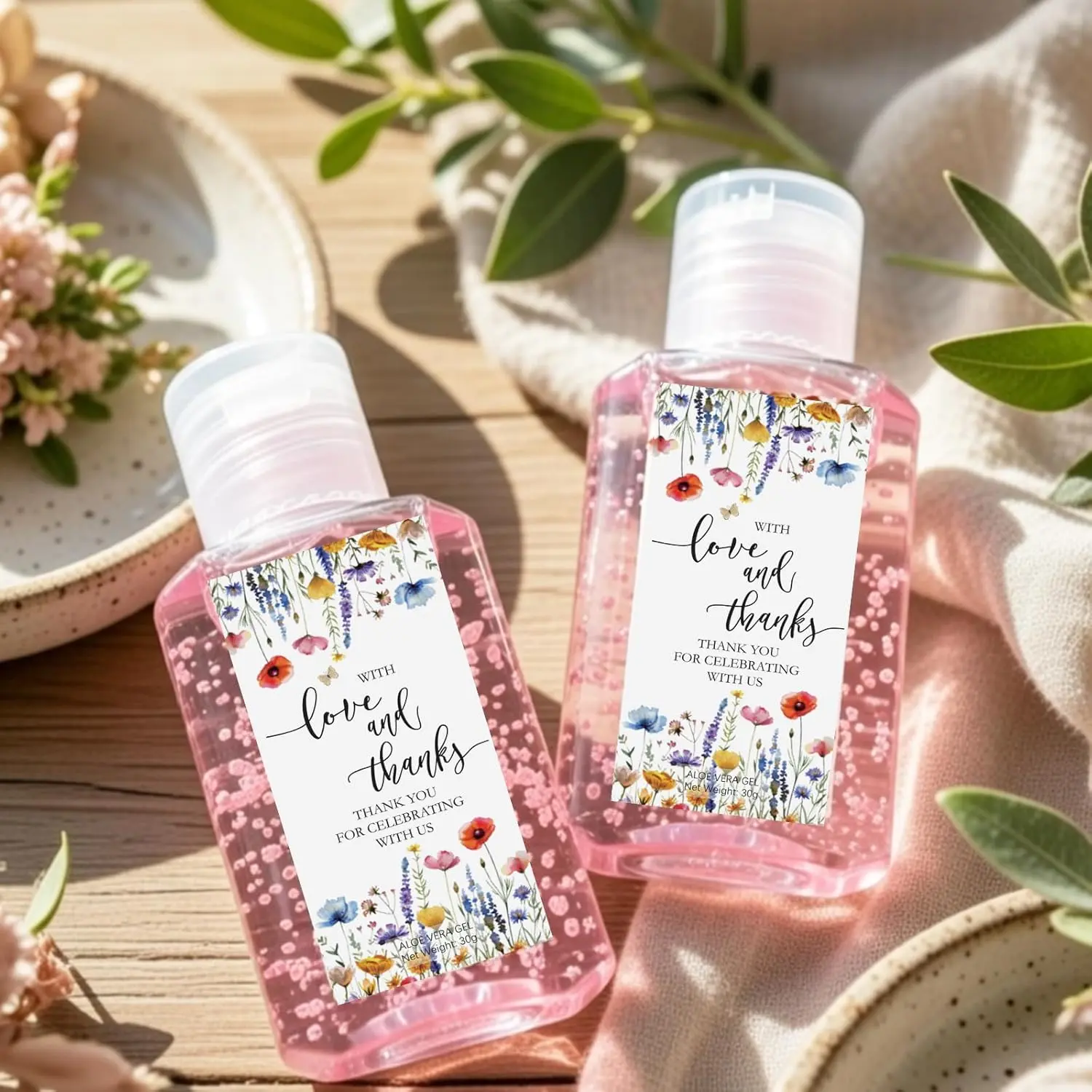 Demissle 24 Pcs Mini Aloe Vera Gel for Skin Travel Size 1oz Small Sunburn Moisturizer Lotion Bulk for Guest Thank You Wedding Baby Shower Beach Summer Party Favor(Colorful,Wildflower)