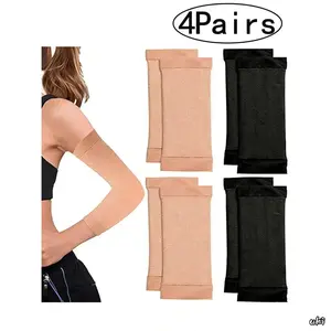 Women's Striped Compression Arm Sleeves (4-Pair Pack) — Arm-Shaping Sleeves For Daily Wear