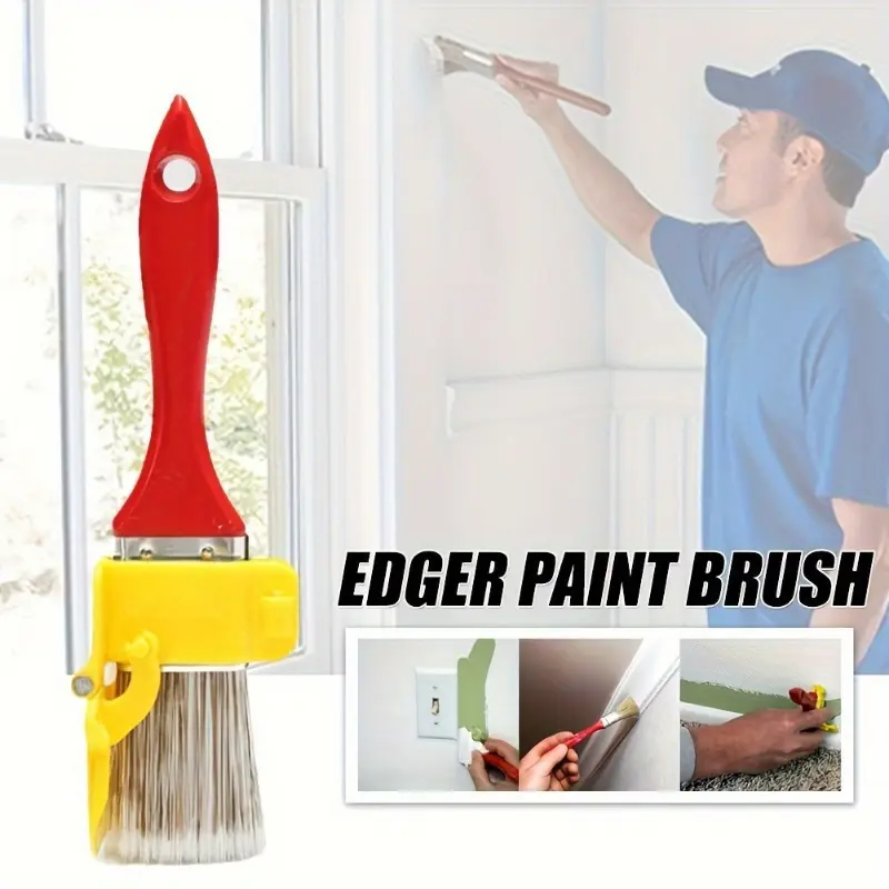 1 Set Red 2-In-1 Edge Painting Brush with Color Separation Guide, Durable Plastic Handle, Multi-Use Paint Tool for Frame, Wall, Window, And Ceiling Edging, Lightweight, Precise Latex Paint Trimming Separator Tools
