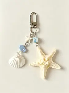 Ocean Beach Style Fish Keychain, Starfish Shell Design, Fashionable Strap, Phone Charm, Bag Pendant, Ideal for Travel, Girls' Gift, Key Charms