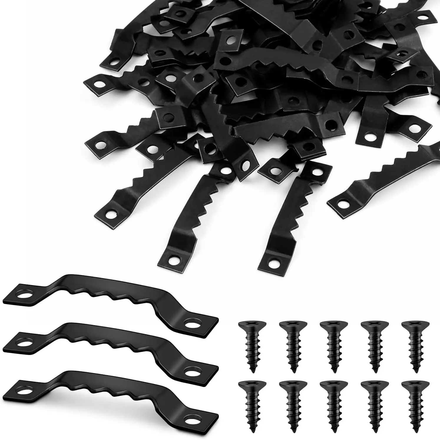 50 Sets Sawtooth Picture Hanger, Picture Frame Hangers with Screws for Photos Canvas Clock  Frame Hardware Metal Hook  Artwork  Decoration (Black)