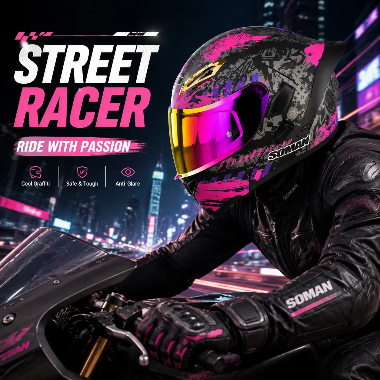 Women's Carbon Fiber Flip Helmet, Dual Lens Face Shield, 3C Dot Certified Full Motorcycle Protection Helmet for Men