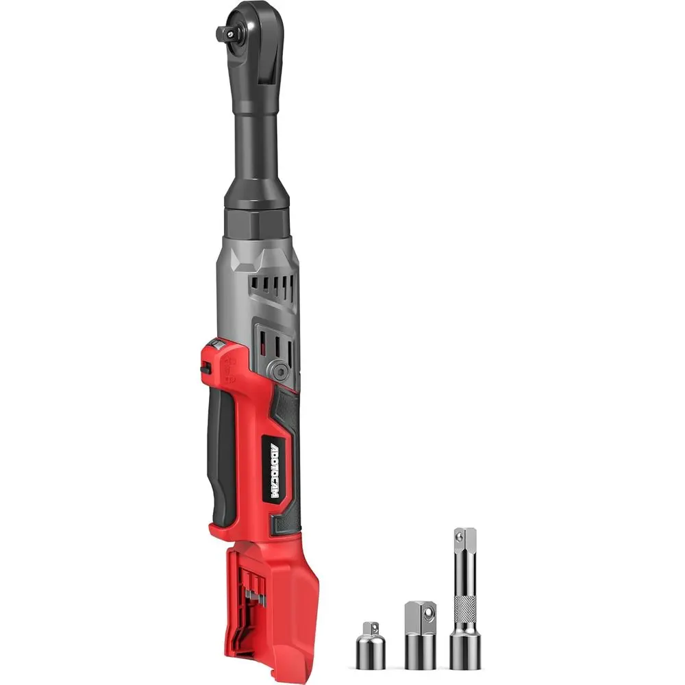 3/8" Cordless Ratchet Wrench Work Tool for Milwaukee 18V Battery (Tool Only), 75FT-LBS (102N.m) Variable Speed Extended Wrench with LED Light, 1/4"&1/2" Adapters, 3" Extension Bar, Work Tools