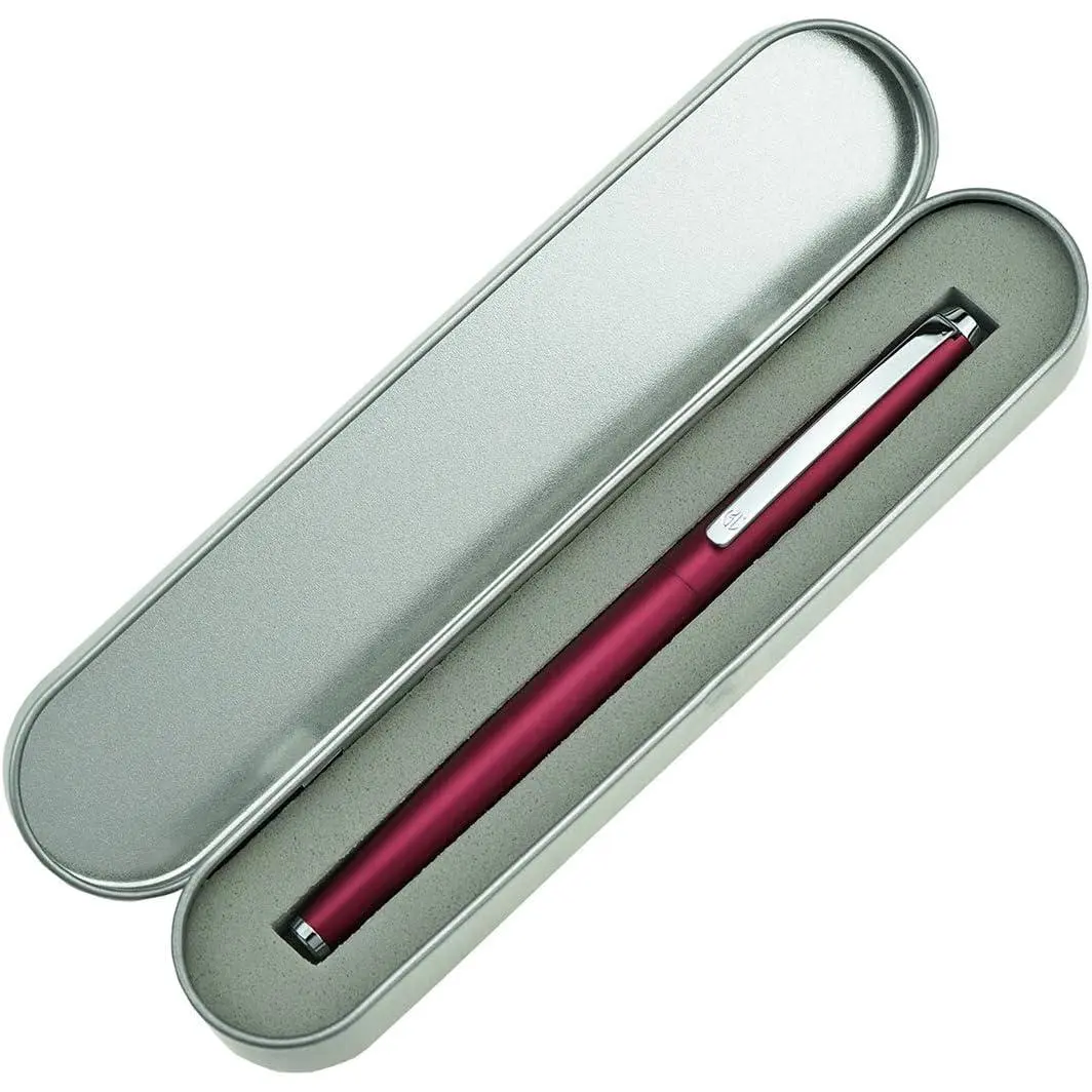 HongDian 525  Metal Fountain Pen Bent Nib, Calligraphy Fude Pen 0.6mm with Converter and Metal Box Set
