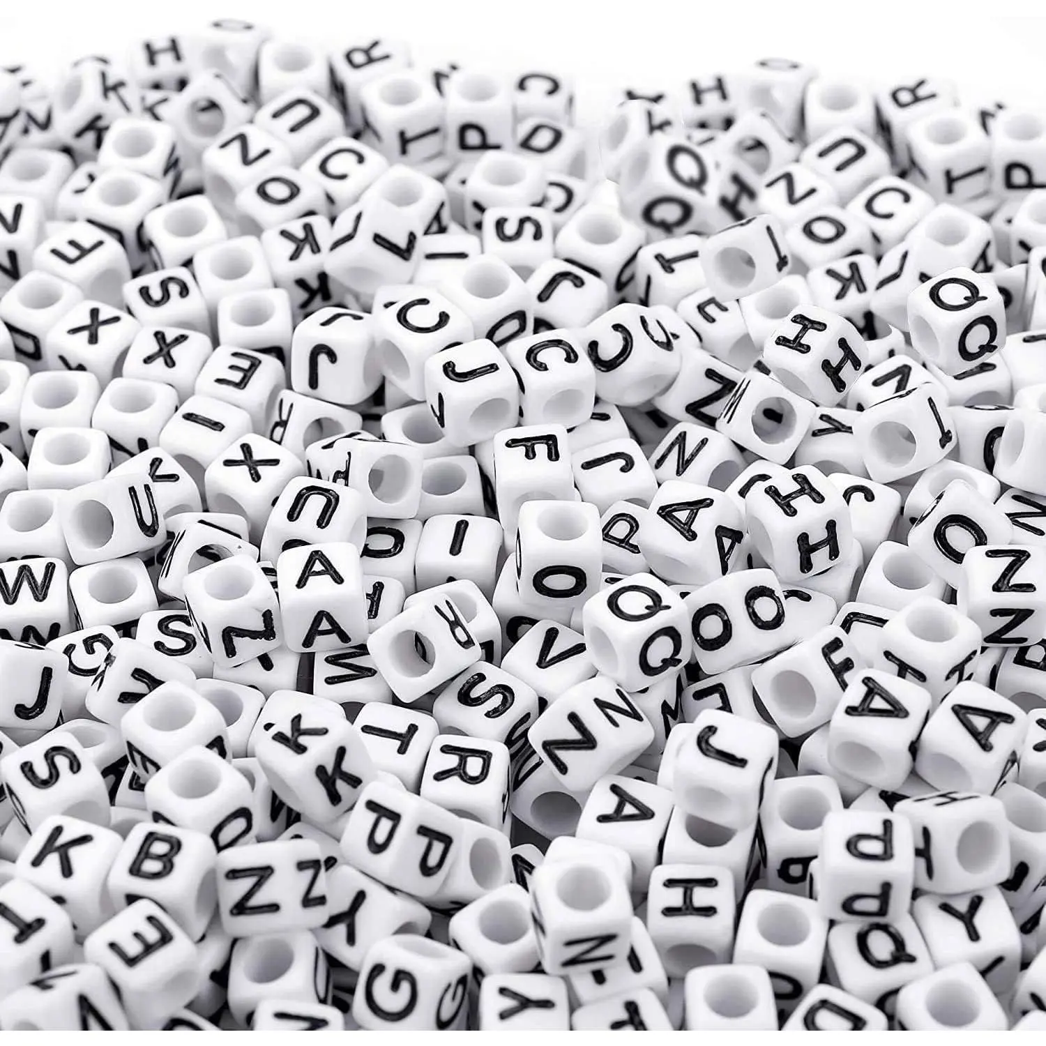 Alphabet Beads, 1000 count White Letter & Number Cube Beads for  Making DIY Necklace & Bracelet (6mm), Handmade Beading Material, Customizable Beads