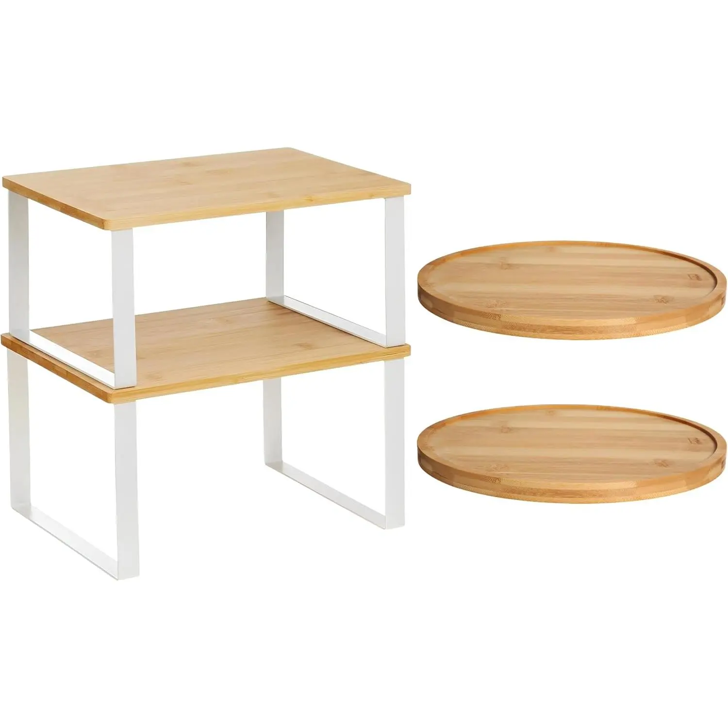4 count Kitchen Organizers Accessories Set,  Cabinet Organizer Shelf and 11 Inch  Lazy Susan Plate Counter Shelves  Rack Turntable for  Racks, Dish, Bowl, Countertop, Table