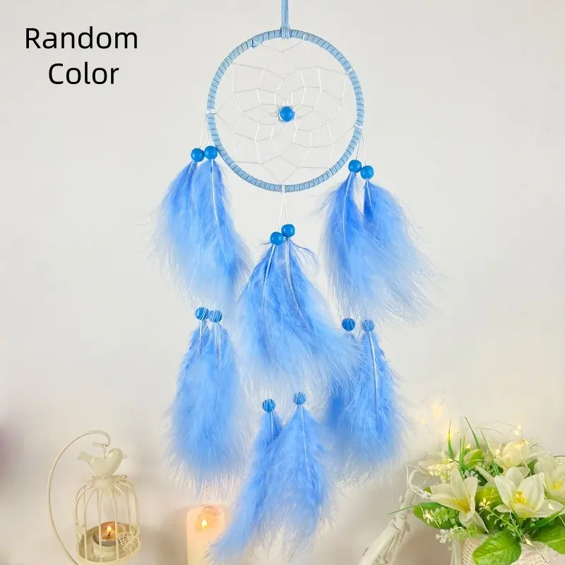 Random Color Indoor Sports Yoga Pilates Feather Wind Chime Decor, Gym Wall Hanging Ornament, Feathery Decoration for Home Fitness Space