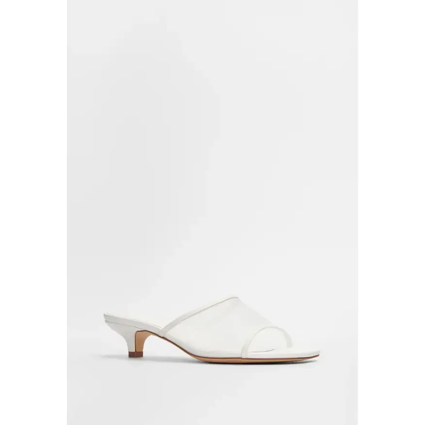 JUSTFAB Women's Slip-On Kitten Heel Mule Sandals - Square Open Toe Slide Heels 1.5" Low Heel Dress Sandals for Women Summer Comfortable Heels
