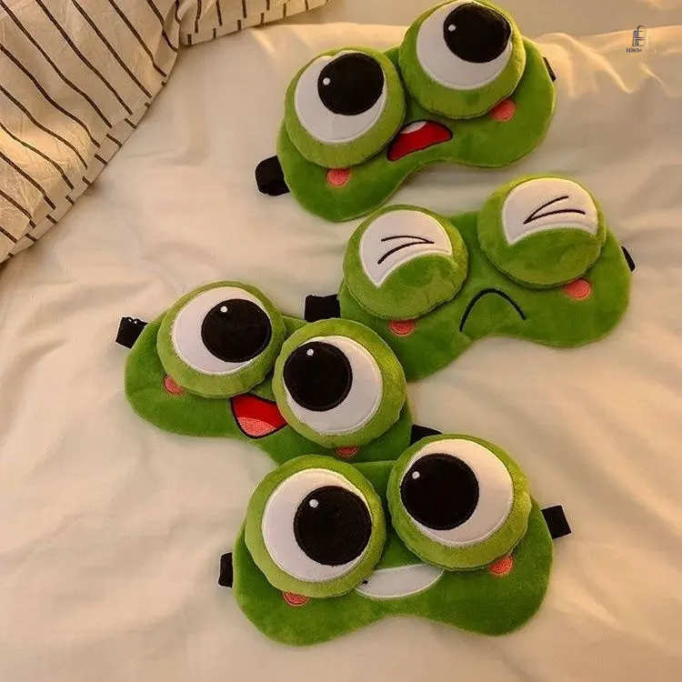 Cartoon Frog Sleep Eye Mask, Cute Funny Light Blocking Eyemask, Summer Soft Rest Eye Cover for Men Women Kids, Portable Shading Accessory for Bedroom Travel Napping