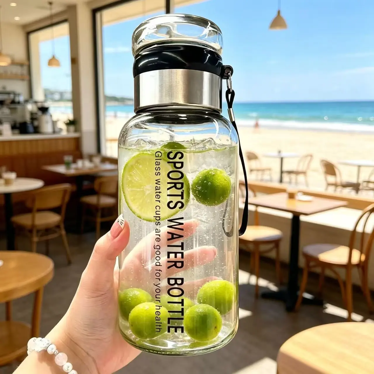 1pc/1000ML Large Capacity Sports Water Bottle with Sleeve, Ideal for Gym, Travel, Coffee, Juice, Milk, Tea, Perfect Gift for Family and Friends