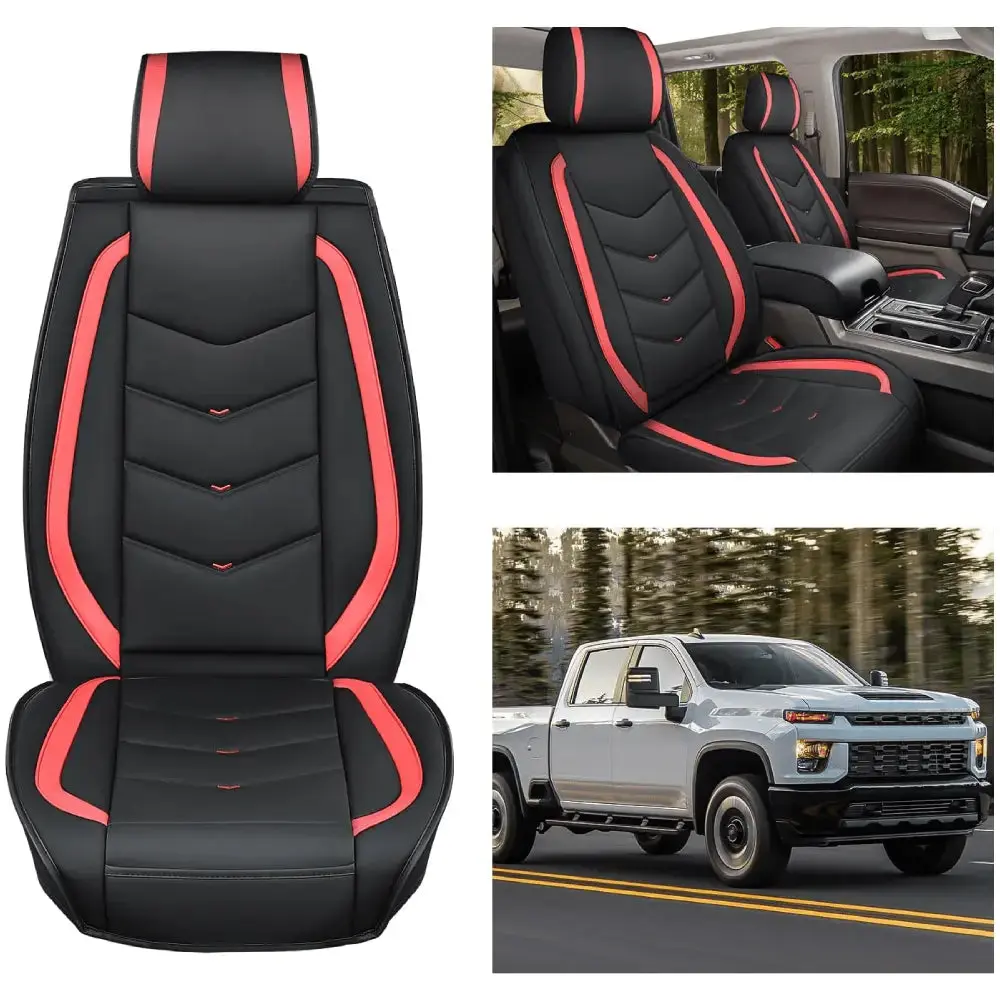 Nilight Waterproof Leather Truck Seat Covers - Front Seats with Extra Storage, Fit for 2007-2024 Chevy Silverado & GMC Sierra 1500/2500HD/3500HD Automotive Interior Accessories, Automotive Seat Covers