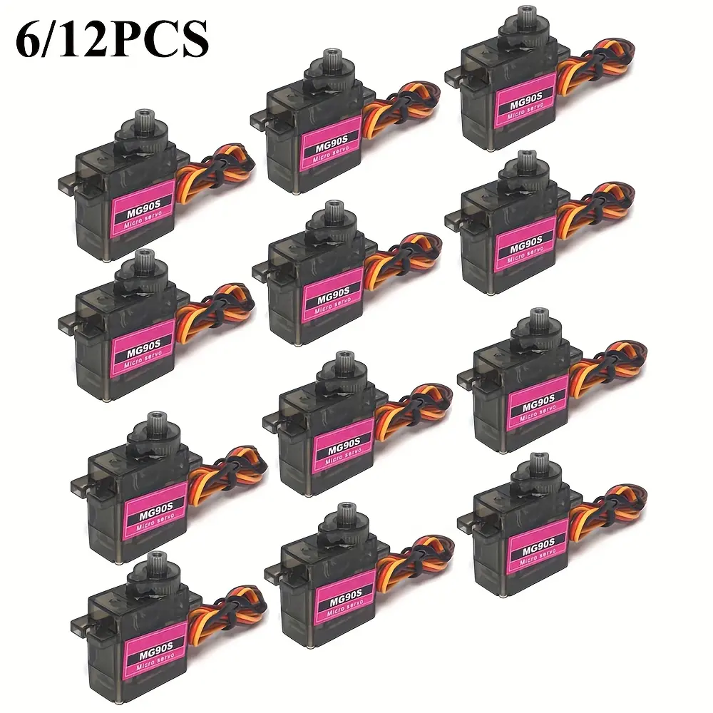 MG90S Series Metal Gear Digital 9G Servo (6/12pcs, 180-360 Degree) for RC Hobbyists’ RC Helicopters, Airplanes, Robots