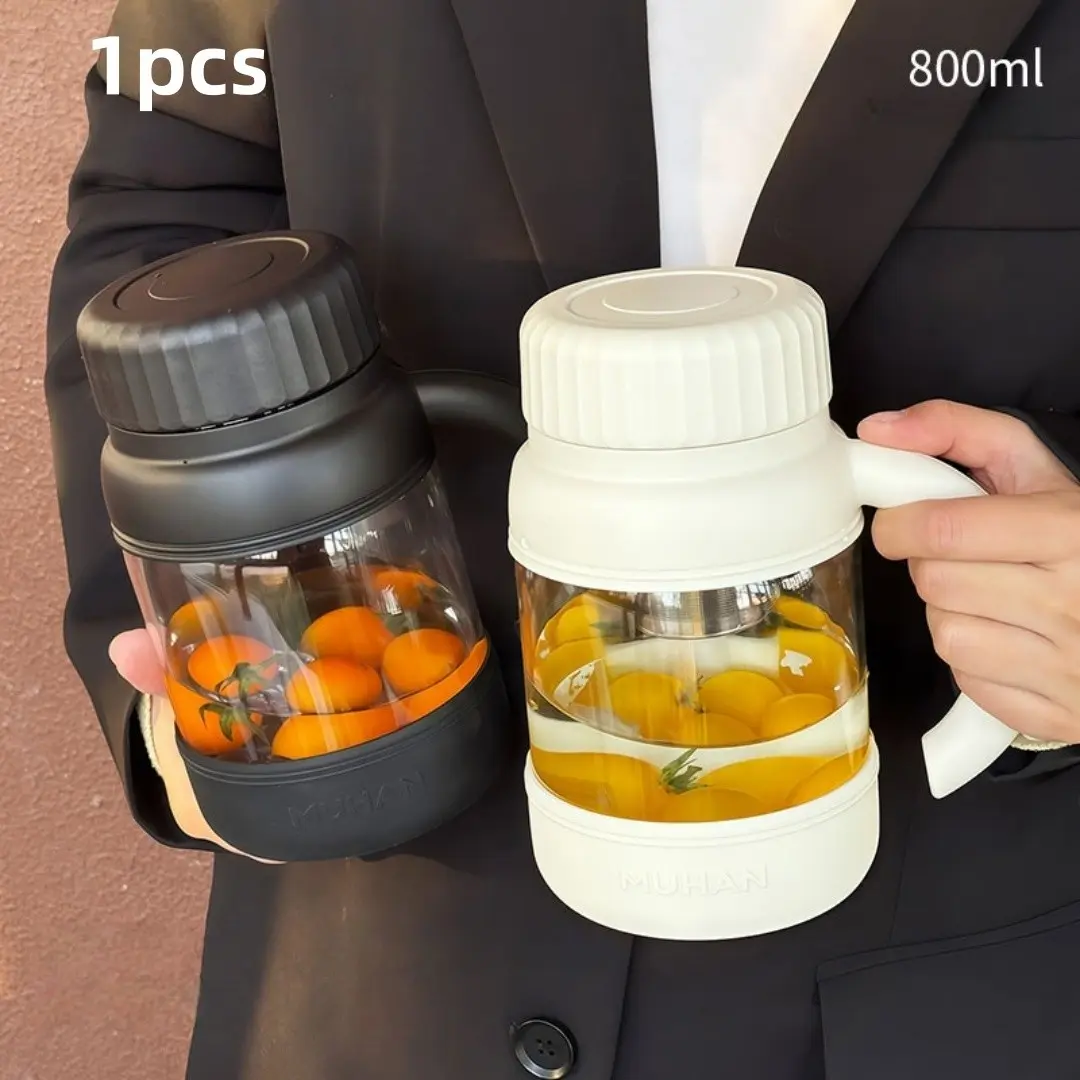 Multifunctional Tea Infusion Glass Cup, 800ML Office Large Capacity, Handle & Detachable Filter, Ideal for Daily Use