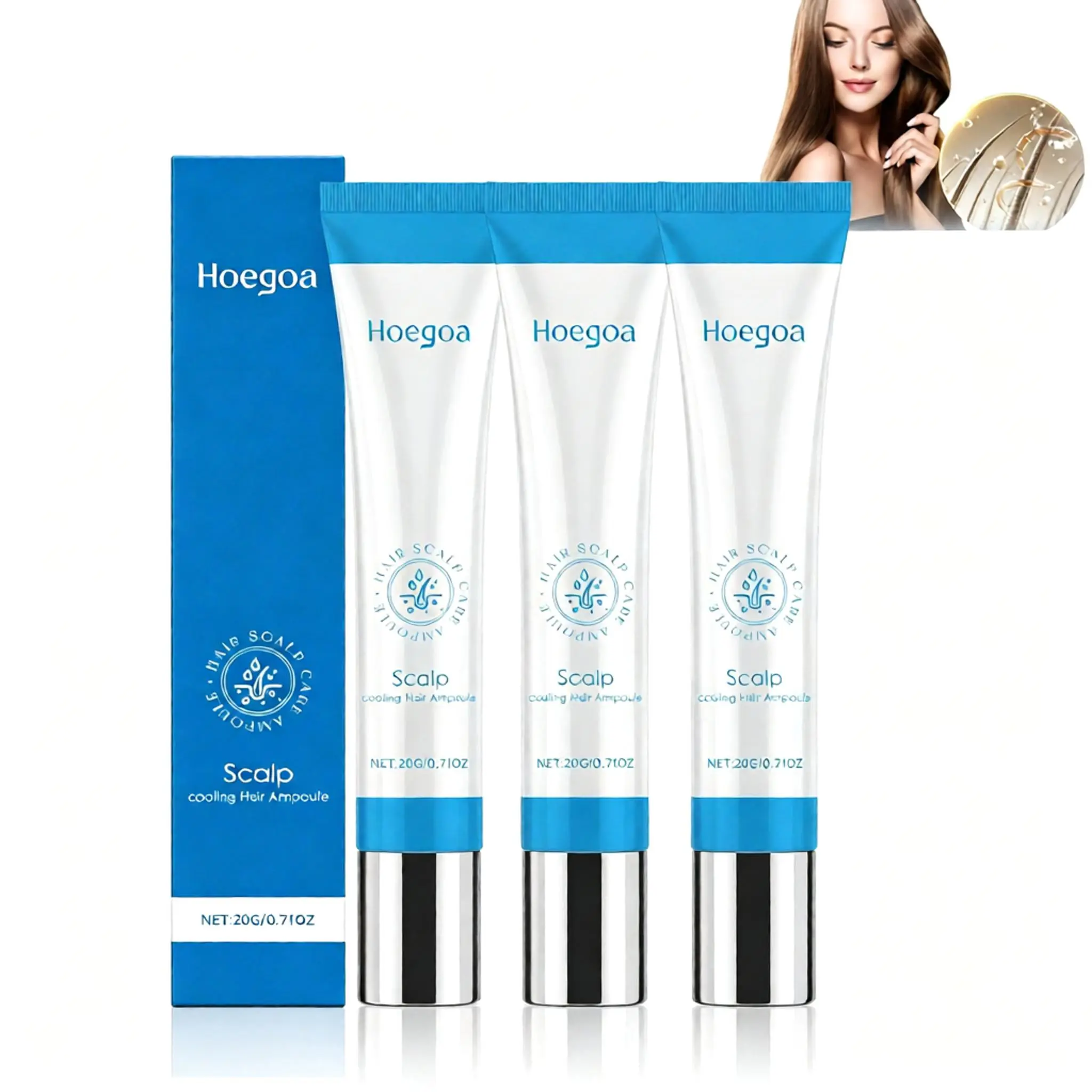 HOEGOA Salicylic Acid Scalp Serum - Haircare Cooling Menthol Treatment for Dandruff & Scalp Comfort, 3D Roller for 3X Deeper Absorption, with Dex-Panthenol & Glacial Minerals