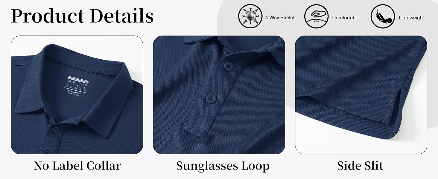 Men's Polo Shirts Golf Short Sleeve Dry Fit Moisture Wicking Performance Collared Polos Athletic Casual Work Shirt