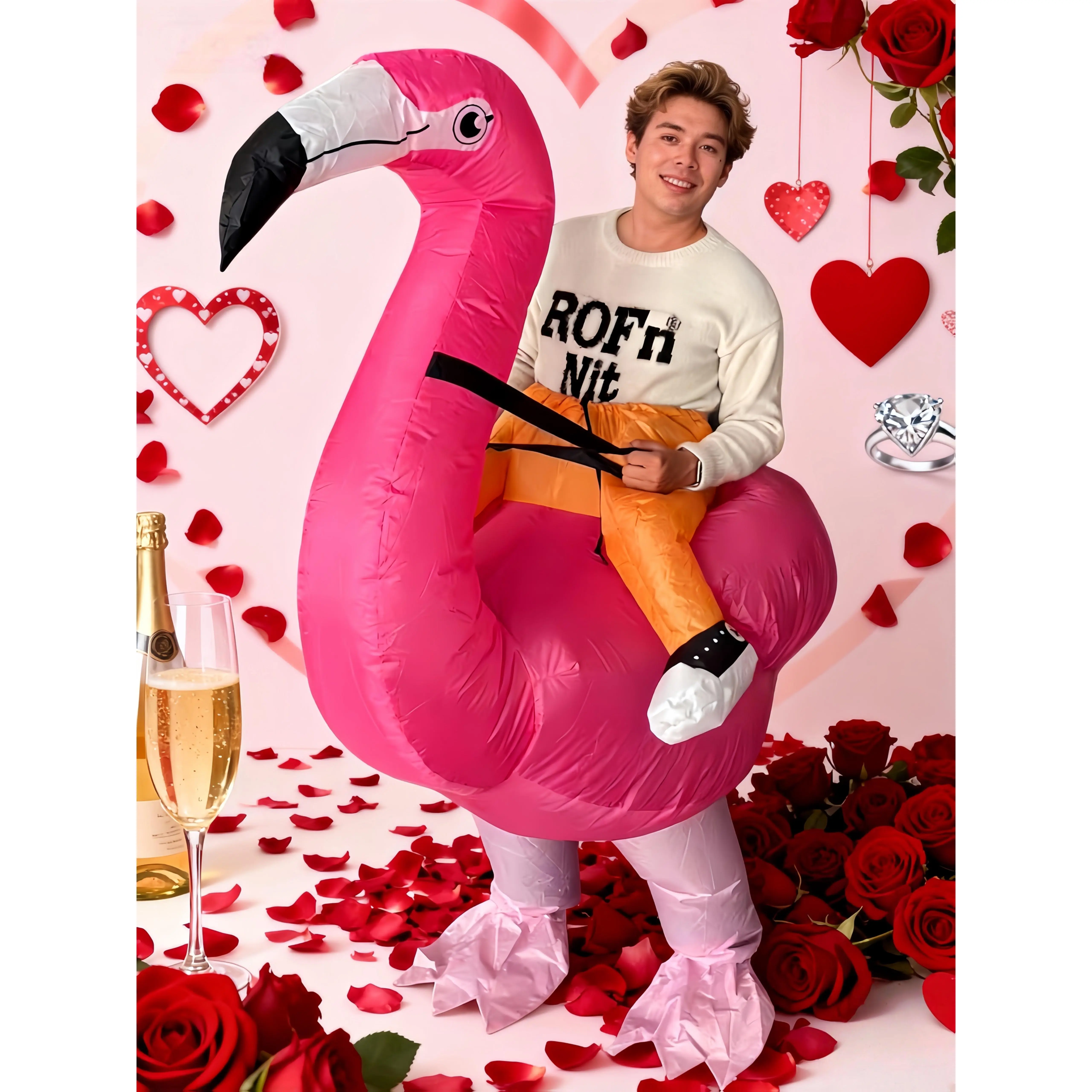Inflatable Flamingo Costume for Adults | Unisex Party and Halloween Outfit, No Size Measurement Needed