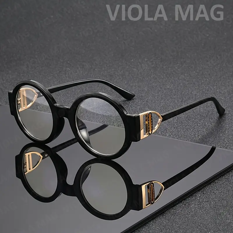 VIOLA MAG Vintage Round Frame Reading Glasses High Quality Eyewear Fashion Colorful Metal Accessories Diopters Available, Suitable for Reading, Working, Daily Phone Use, And Blue Light Blocking for Electronic Devices