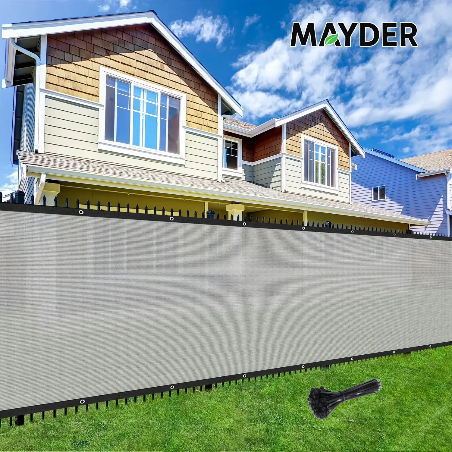 [2D Flat] 4/5/6ft Privacy Fence, Medium-thickness Privacy Mesh, Outdoor Shade Net Barrier, Includes Cable Ties, Suitable for Balconies, Gardens, And Patios, Grey.